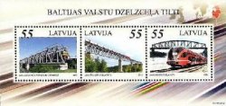Latvia Lettland Lettonie 2012 Railway bridges of Baltic Joint issue of Latvia Lithuania and Estonia block MNH