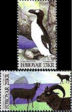 Faroe Islands Denmark 2012 Animals of the Viking Age Penguins and Faroese sheep Set of 2 stamps MNH