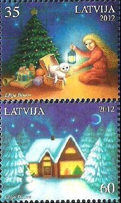 Latvia Lettland Lettonie 2012 Merry Christmas and Happy New Year ! Set of 2 stamps mint