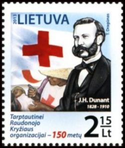 Lithuania. 150 years of the International Red Cross. Henri Dunant. Stamp (1)