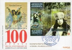 Armenia 2013 100th anniversary of the genocide. Aurora Mardiganyan, author of the book "Ravished Armenia". FDC