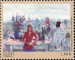 Estonia. The Treasury of the Estonian Art Museum. Elmar Kits’s painting, After Dinner (1944). Stamp (1)