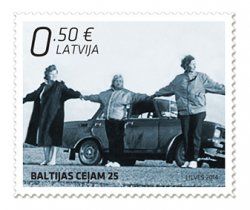Latvia 2014 25 years of action "Baltic Way". Joint issue of Latvia, Lithuania and Estonia. Stamp
