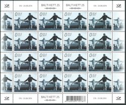 Estonia 2014 25th anniversary of the Baltic Chain. Joint Estonian, Latvian and Lithuanian issue sheetlet