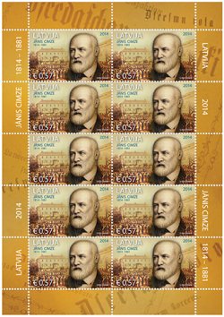 Latvia. 200th Anniversary of Birth of the Latvian music teacher Jānis Cimze. Sheetlet 10 st