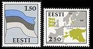 Estonia Estland 1991 Definitive issue. The 2nd set after the restoration of independence Flag and map of Estonia Set of 2 stamps mint