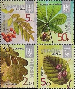 Ukraine. Definitive VIII 2014, trees. Sorbus, chestnut, oak and alder. Set of 4st