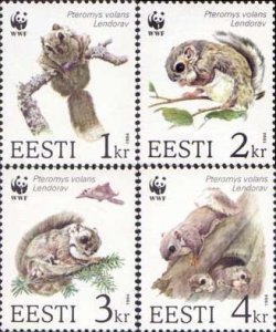 Estonia Estland 1994 WWF The Siberian Flying Squirrel (Pteromys volans) Set of 4 stamps MNH