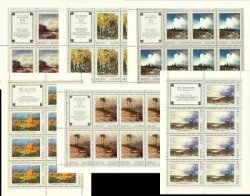 USSR 1975 125th Birth Anniverrsary of artist F.A.Vasilev Set of 6 sheetlets of 7 stamps and 1 label each mint (**)