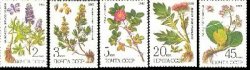 Russia USSR 1985 Medicinal plants of Siberia Flowres Set of 5 stamps MNH