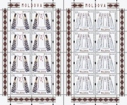 Moldova. Blouse - a traditional element of the national costume. Set of 2 sheets of 8 stamps