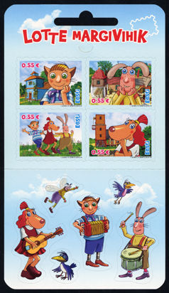 Estonia. Animated series "Dog Lotte and her friends." Booklet of 4 self-adhesive stamps