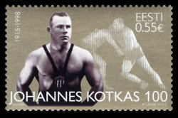 Estonia. 100th anniversary of birth of wrestler, Olympic champion Johannes Kotkas. Stamp