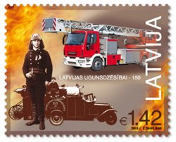 Latvia. 150th anniversary of the establishment of the national Fire Department. Stamp