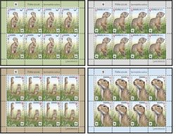 Belorussia. WWF. Speckled ground squirrel. Set of 4 sheetlets of 8 stamps in each