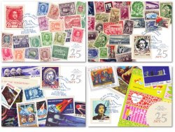 Russia 2015 All time philately 25 years of Peterstamps Peterspost Set of 4 maxicards