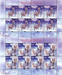 Moldova. Merry Christmas and Happy New Year! Set of 2 sheetlets of 8 stamps in each