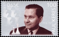 Estonia Estland 2016 Birth centenary of chess player Paul Keres (07.01.1916 Narva - 05.05.1975 Helsinki) Stamp MNH