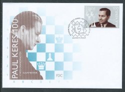 Estonia Estland 2016 Birth centenary of chess player Paul Keres (07.01.1916 Narva - 05.05.1975 Helsinki) FDC