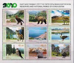 Kyrgyzstan 2011 Nature Reserves of Kyrgyzstan Fauna and landscapes set of 9 stamps in block MNH