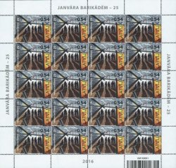 Latvia. "January barricades", the 25th anniversary of the events in Riga in January 1991. Sheet of 20 stamps