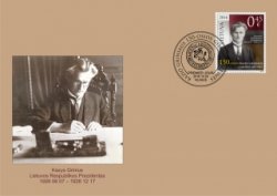 Lithuania. Kazys Grinyus - Lithuanian politician, President of the Republic of Lithuania. 150 years since the birth. FDC