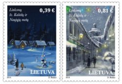 Lithuania Litauen Lituanie 2016 Merry Christmas! Happy New Year! Set of 2 stamps MNH