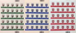 Latvia. Coats of arms of Latvia: Olaine, Roja and Malpilssky edge.Set of 3 sheets of 25 self-adhesive stamps