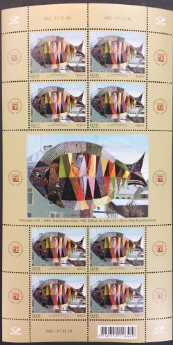 Estonia. From the collection of the Estonian Art Museum. Valvil Yanov, Estonian artist. Sheet of 8 stamps and coupon