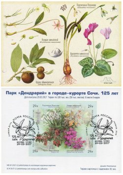 Russia. Flora of Russia. 125th anniversary of the foundation of the park "Arboretum" in Sochi. Stampcard "Moscow 101000"