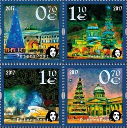 Finland 2017 Merry Christmas and Happy New Year! Holidays in magic St.Petersburg Peterspost set of 4 stamps mint