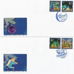 Finland. Peterspost. Merry Christmas and Happy New Year! Set of 2 FDC's with set of 4 stamps from sheetlets