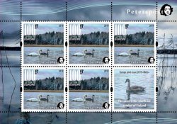 Finland 2019 Europa CEPT birds swan Peterspost sheetlet of 5 stamps and 1 label MNH