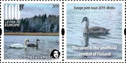 Finland Finnland Finlande 2019 Europa CEPT birds swan Peterspost stamp with label MNH