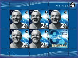 Finland 2019 Yuri Gagarin 85th birthday Peterspost Sheetlet of 5 stamps and label MNH