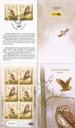 Lithuania 2014 Owls (Tyto alba) (Glaucidium passerinum) Limited edition numbered booklet with 3 sets (5000 ex. only!)