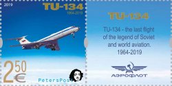 Finland Finnland Finlande 2019 Legend of aviation plane TU-134 Peterspost stamp with label MNH