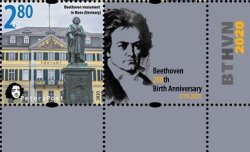 Finland 2020 BTHVN 250 anniversary monument in Bonn (Germany) Peterspost stamp with label MNH