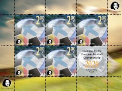 Finland. Peterspost. Qualifiers for the European foolball championship 2020 (St.Petersburg, Russia), sheetlet of 5 stamps with label