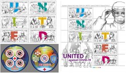 Tajikistan. Fight against COVID-2019 global outbreak, joint issue of many states, full set of 12 stamps, special sheetlet and 2 block's perforated