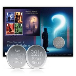 UK. Sherlock, set of FDC and booklet with special medal "221B"