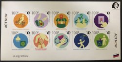 Russia 2020 ActNow joint-issue Peterspost set of 10 imperforated stamps in block MNH