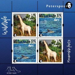 Finland 2020 Fauna Wild life "Memorable facts" White giraffe and Bottlenose dolphin Peterspost block of 2 sets MNH