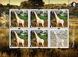 Finland. Peterspost. Fauna. Wild life. "Memorable facts", White giraffe (Kenia), "Absolute loneliness", sheetlet of 5 stamps and label