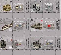 Finland 2020 Lost tram lines of Baltic towns Peterspost set of 6 stamps with labels MNH