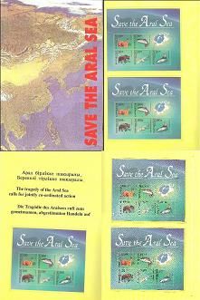 "Save the Aral Sea" 1996 Joint issue of 5 Middle Asia states:Kasahstan, Kyrgyzstan, Usbekistan, Tajikistan, Turkmenistan. full set of 5 block's in special booklet