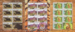 Tajikistan. 2013. Fauna. Wild animals, set of 3 sheetlets of 7 stamps and label each