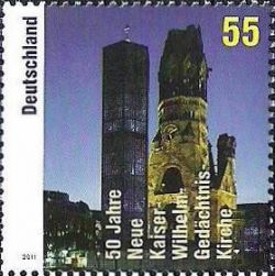 Germany. On the 50th anniversary of the consecration of the restored church Kaiser Wilhelm Memorial. Stamp