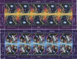 Latvija Lettland Latvia 2009 Europa CEPT Space Astronomy set of 2 sheetlets of 5 tete-beshes each