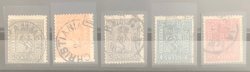 Norway Norge 1867 devinitives Coat of Arms full set of 5 cancelled stamps in perfect condition ! Michel # 11 - 15